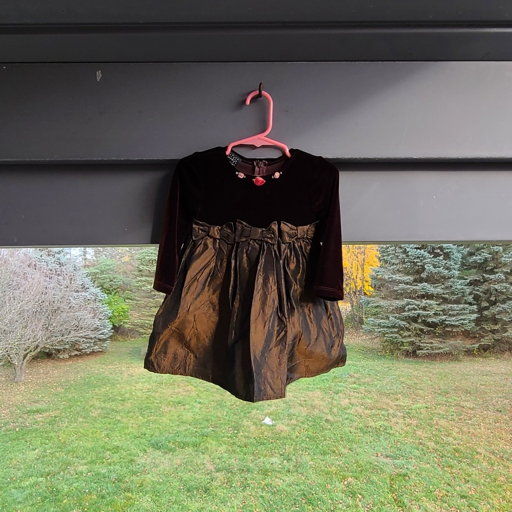 EUC-Jenny Annie Dots Brown Velvety Dress‎